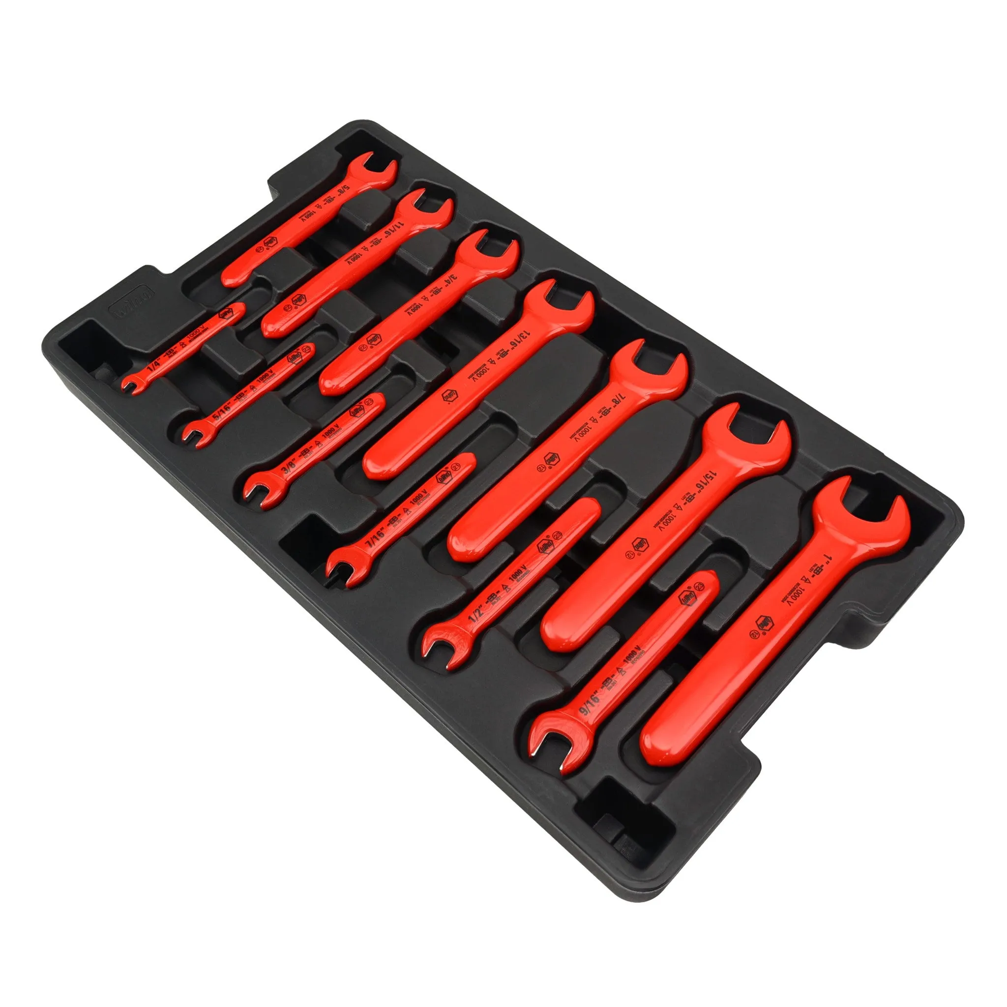 13 Piece Insulated Open End Wrench Tray Set - SAE