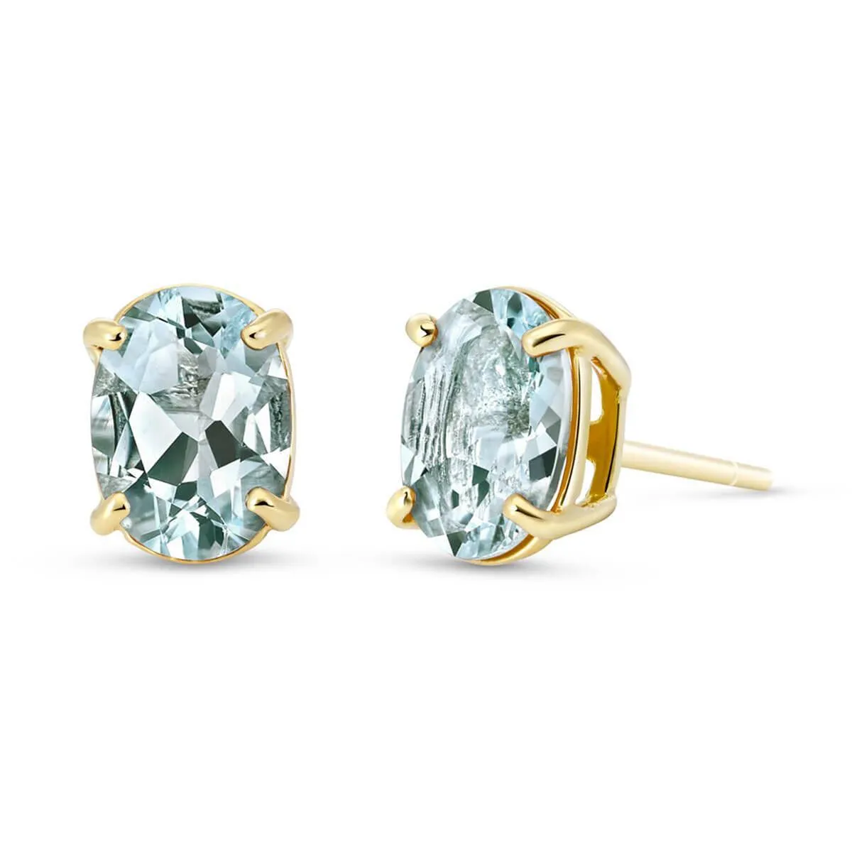 1.8 Carat 14K Solid Yellow Gold Stud Earrings Natural Aquamarine