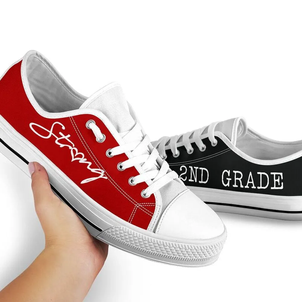 2Nd Grade Strong Red Black Shoes, Teacher Shoes, Low Top Sneakers