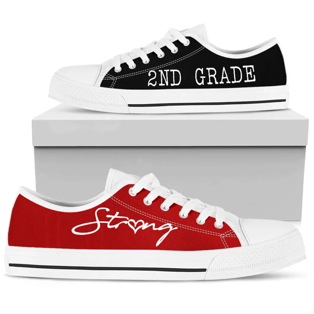 2Nd Grade Strong Red Black Shoes, Teacher Shoes, Low Top Sneakers