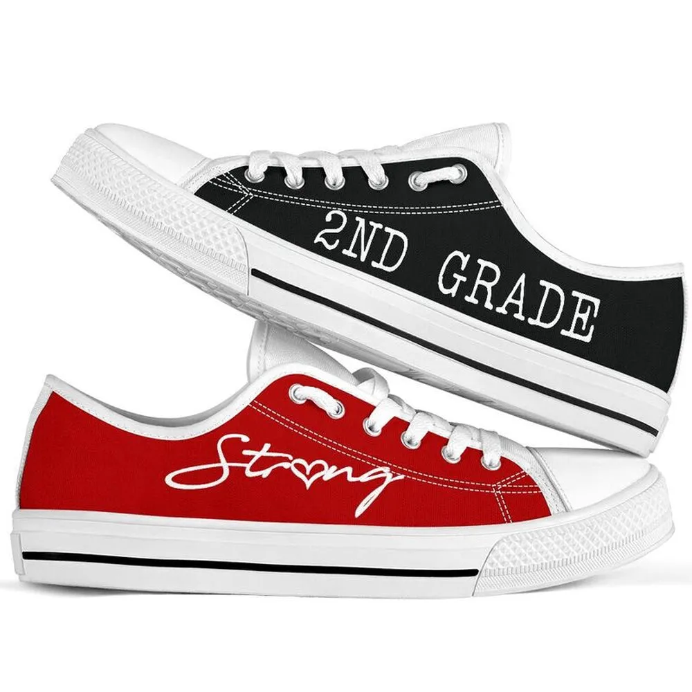 2Nd Grade Strong Red Black Shoes, Teacher Shoes, Low Top Sneakers