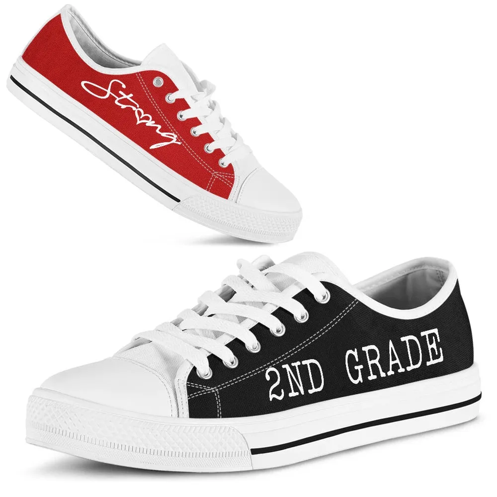 2Nd Grade Strong Red Black Shoes, Teacher Shoes, Low Top Sneakers