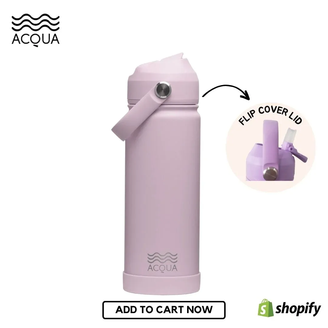 Acqua Flip Sip & Go! Double Wall Insulated Stainless Steel Water Bottle: Rose Punch Pink