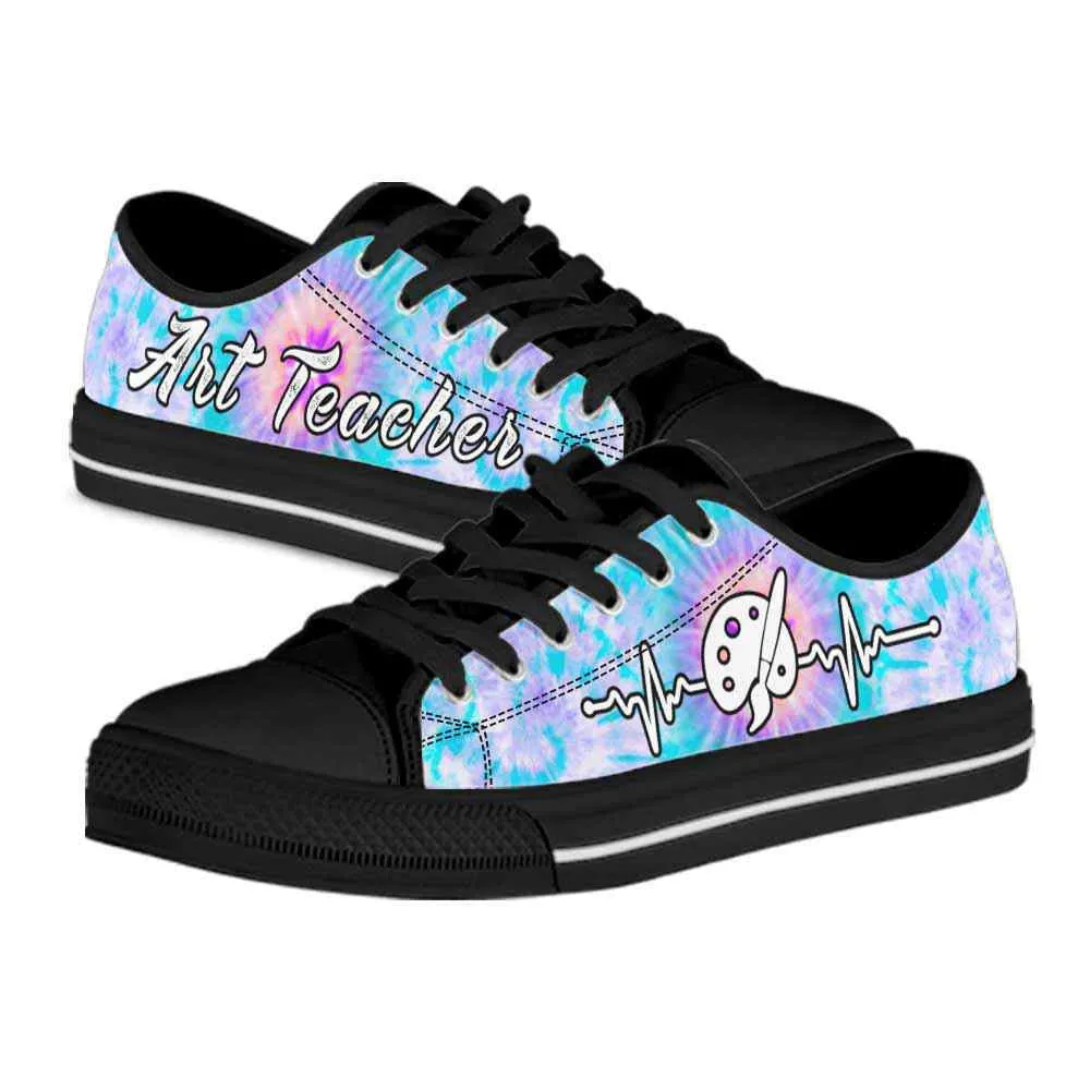 Art Teacher Tie Dye Heartbeat Low Top Shoes, Teacher Shoes, Low Top Sneakers