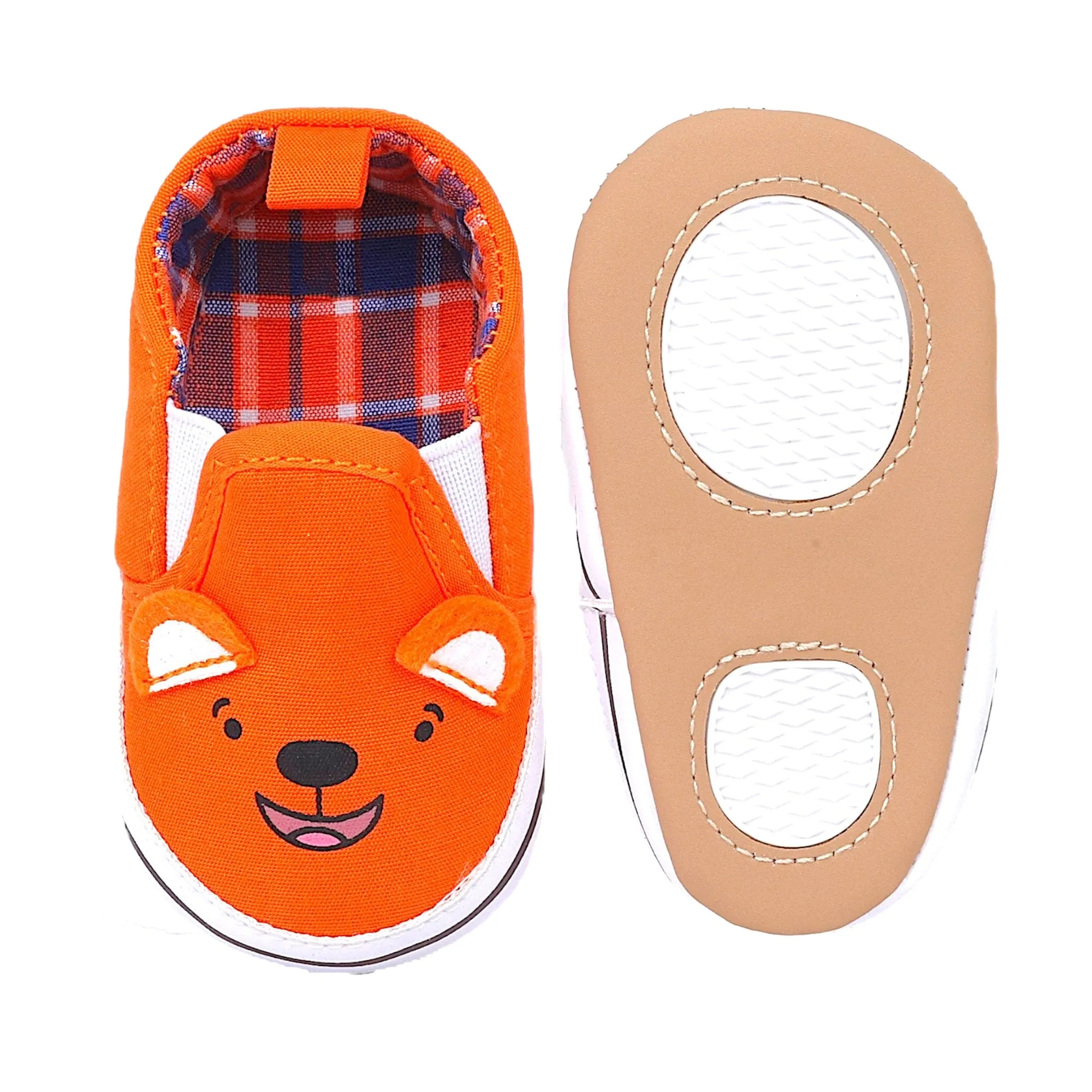 Baby Moo Happy Puppy Anti-Skid Canvas Sneakers - Orange