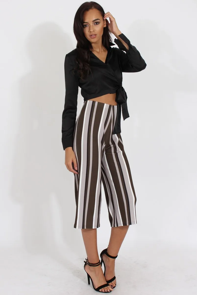 Black Silk Wrap Crop Top - Danielle