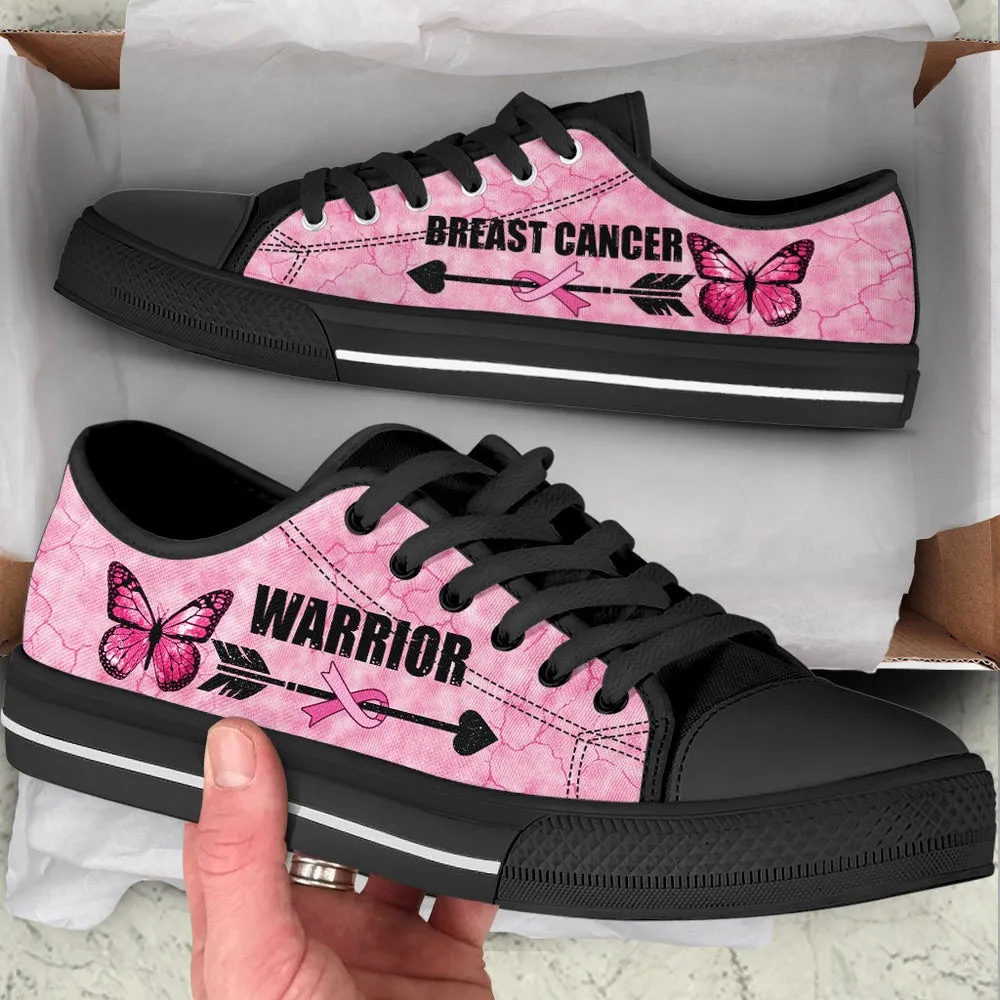 Breast Cancer Shoes Warior Ribbon &amp Arrow Low Top Shoes, Best Canvas Shoes, Low Top Sneaker