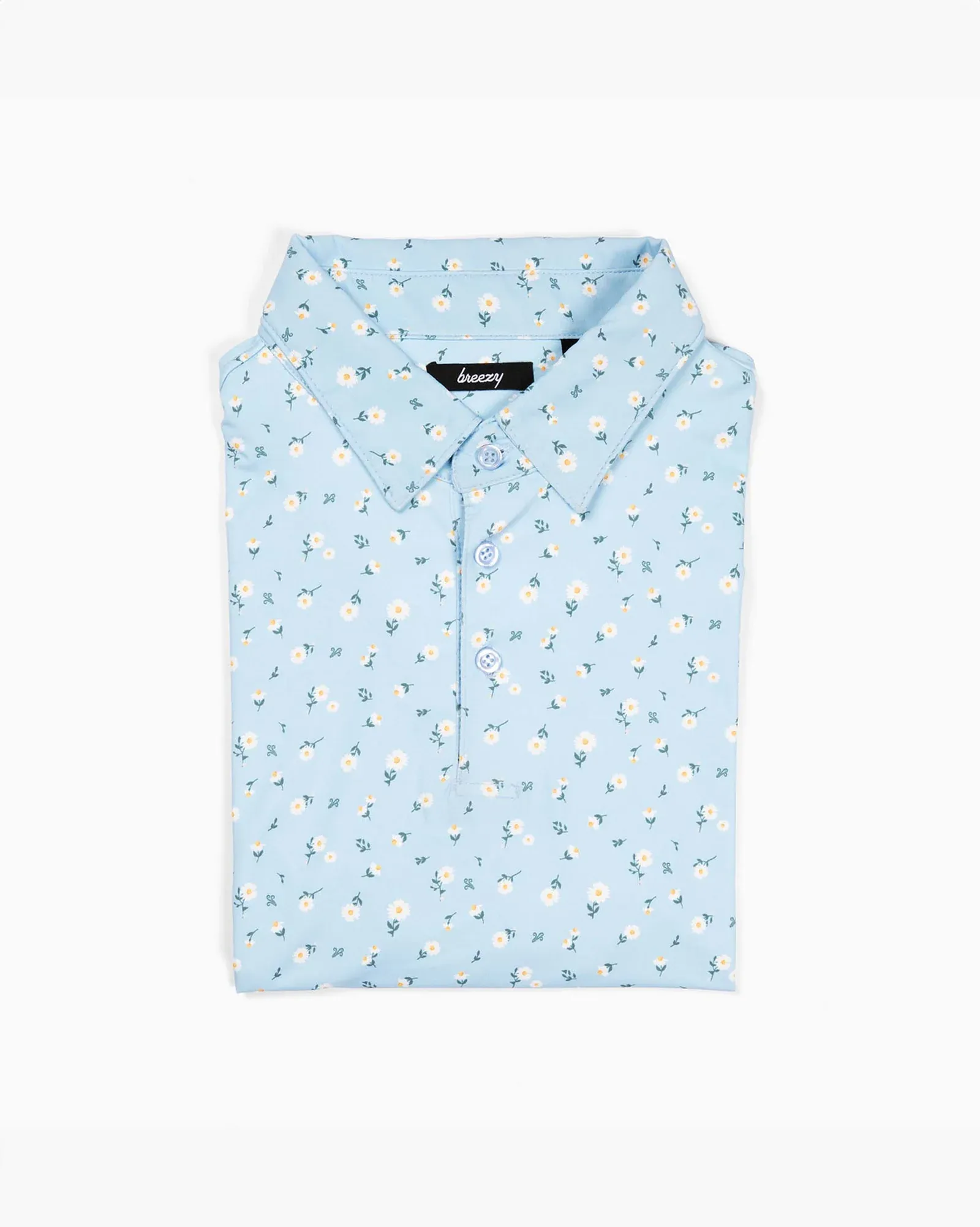 Breezy Golf - Windy Daisies Polo - Sky