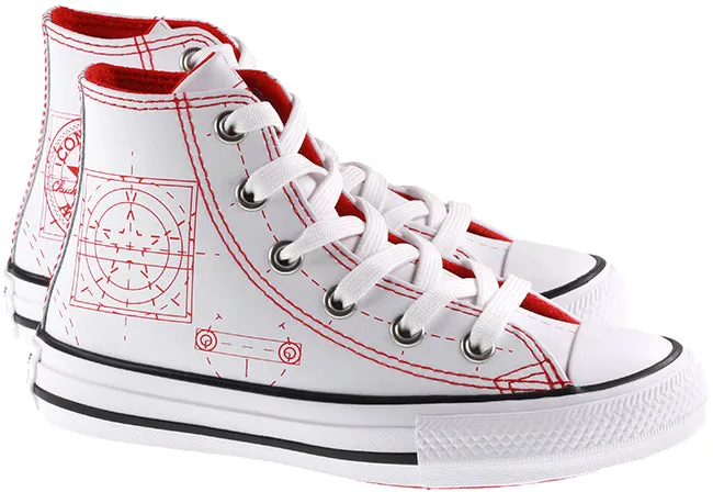 Converse Shoes Kids Chuck Taylor All Star Hi White University Red Black