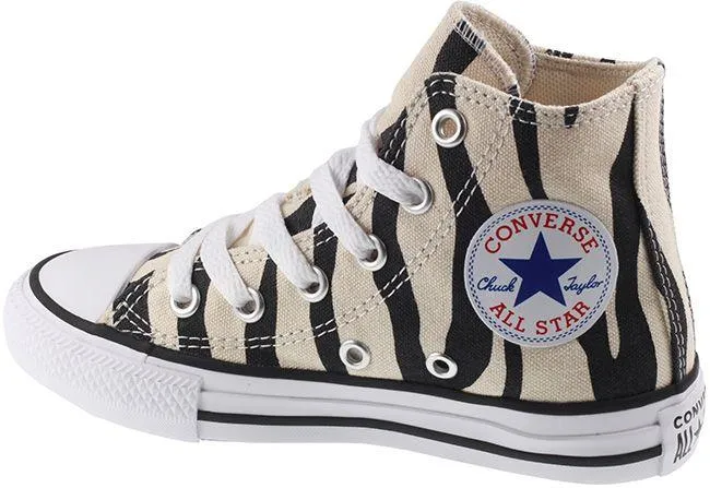 Converse Trainers Kids Chuck Taylor Hi Black Greige White