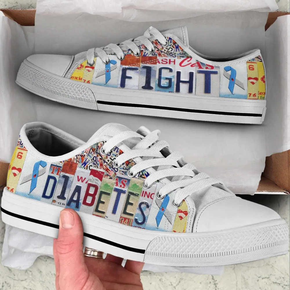 Diabetes Fight Shoes License Plates Low Top Shoes Canvas Shoes, Low Top Sneaker, Low Top Canvas Shoes