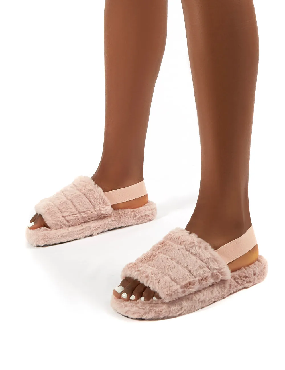 Dreamtime Baby Pink Fluffy Strap Back Slippers