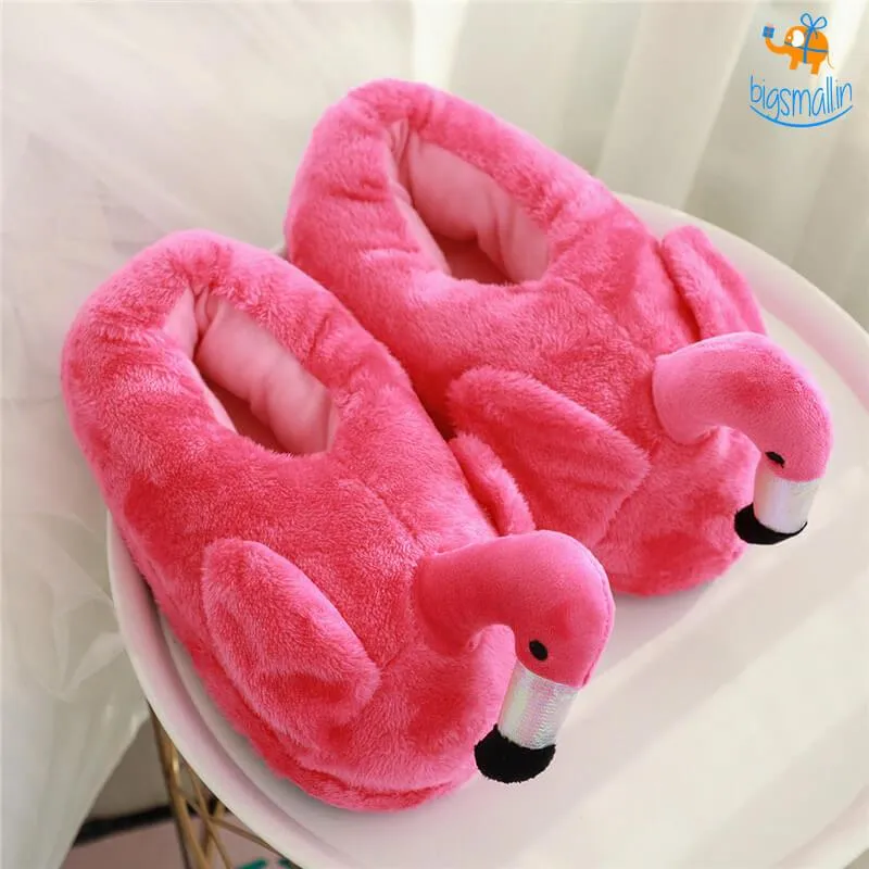 Flamingo Plush Slippers (UK Size 4 - 8)