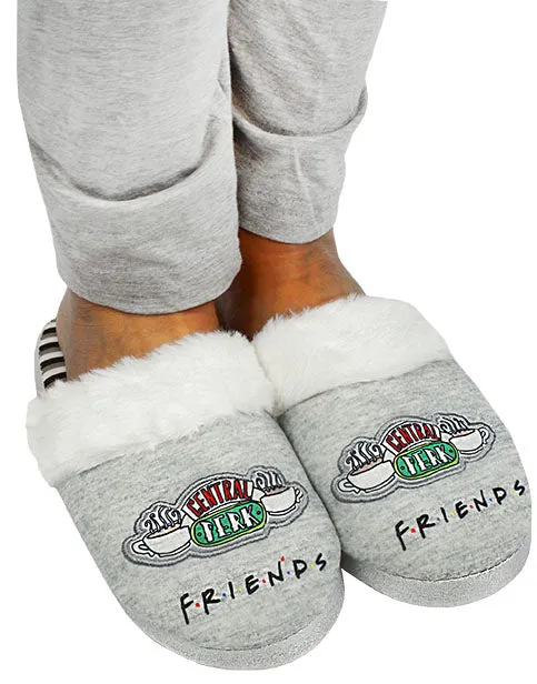 Friends Girls Slippers Central Perk Kids Fluffy Shoes - Grey