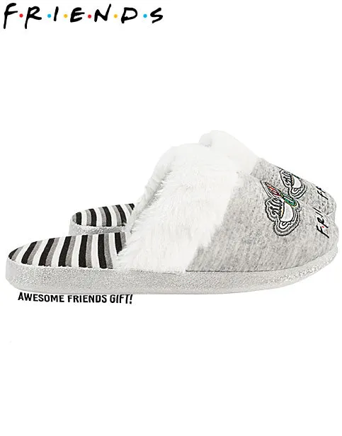 Friends Girls Slippers Central Perk Kids Fluffy Shoes - Grey