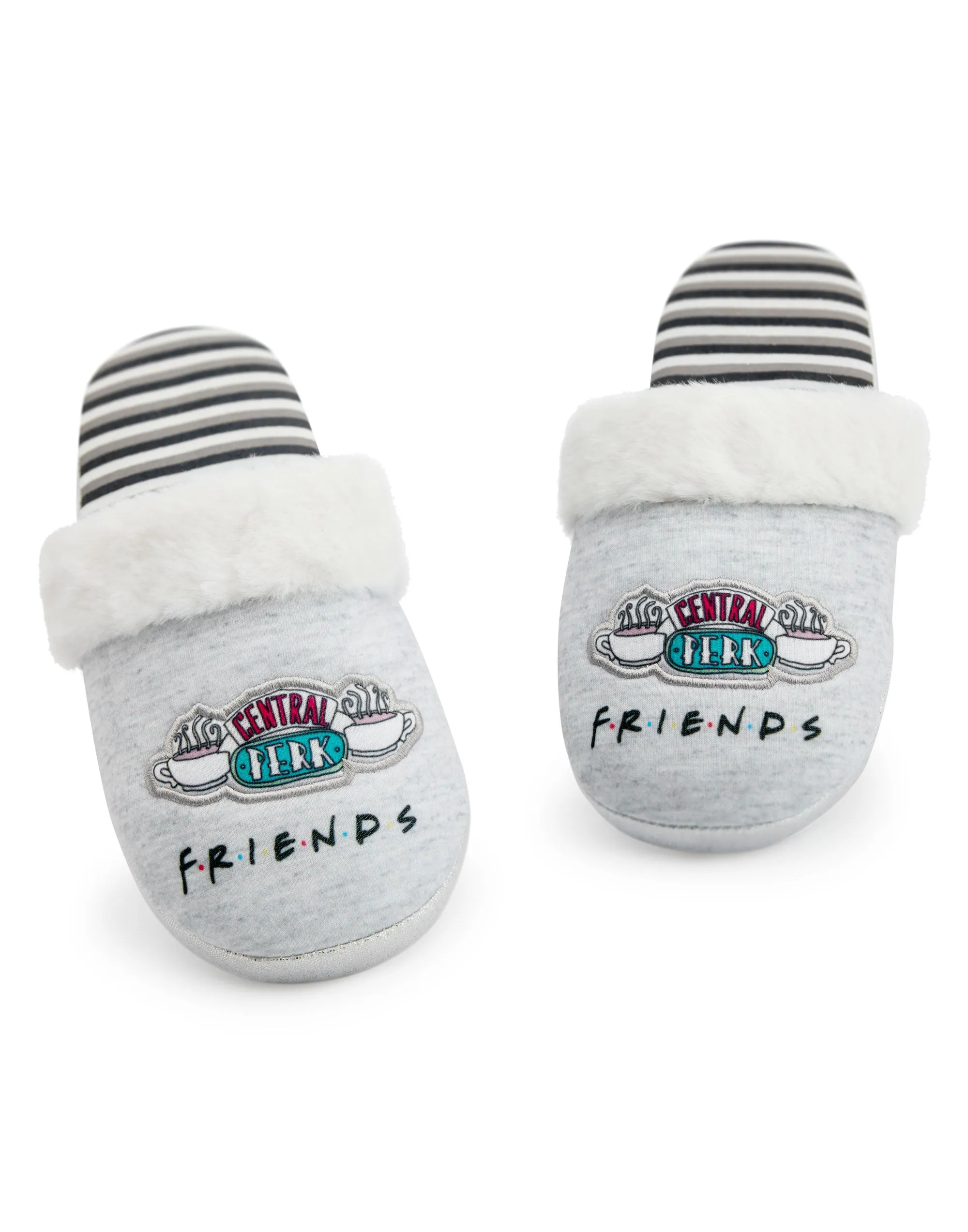 Friends Women's Slippers Central Perk Ladies Fluffy Shoes - Grey