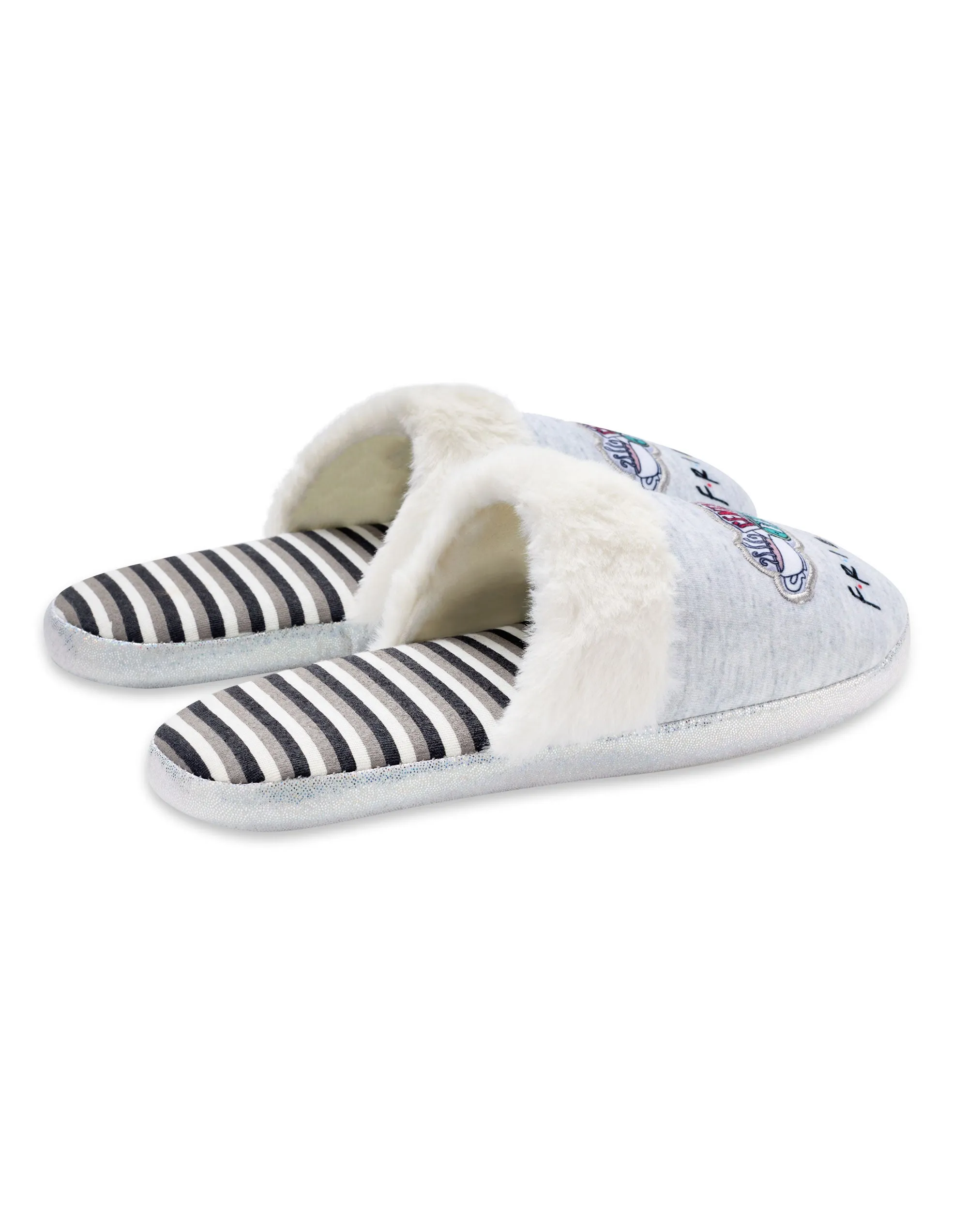 Friends Women's Slippers Central Perk Ladies Fluffy Shoes - Grey