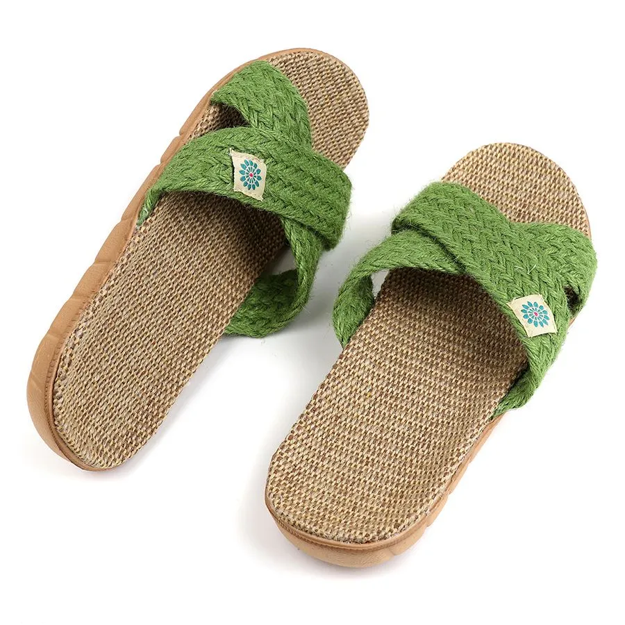 Green crossover summer sliders