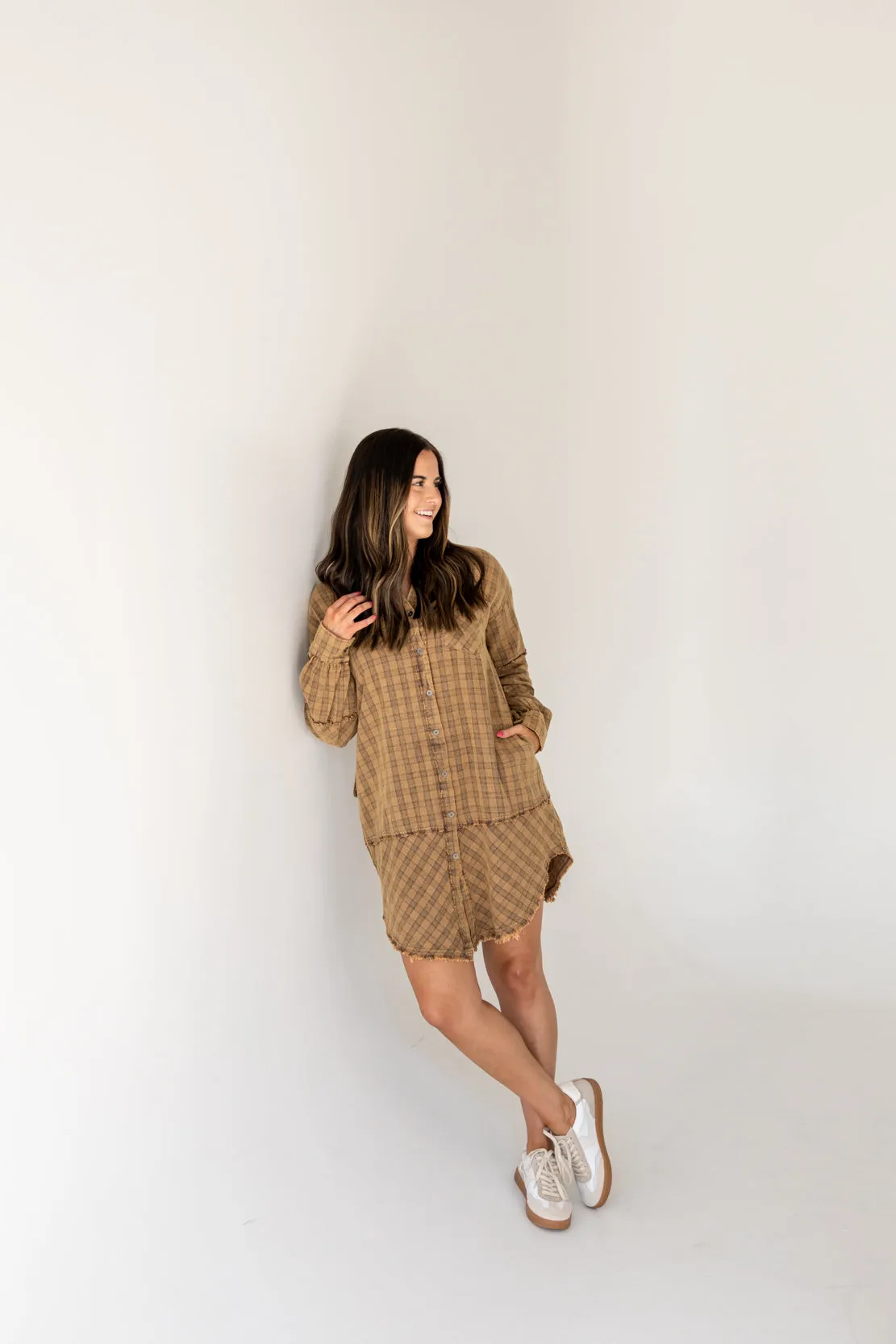 Gretchen Oversized Shirt Dress | Mocha