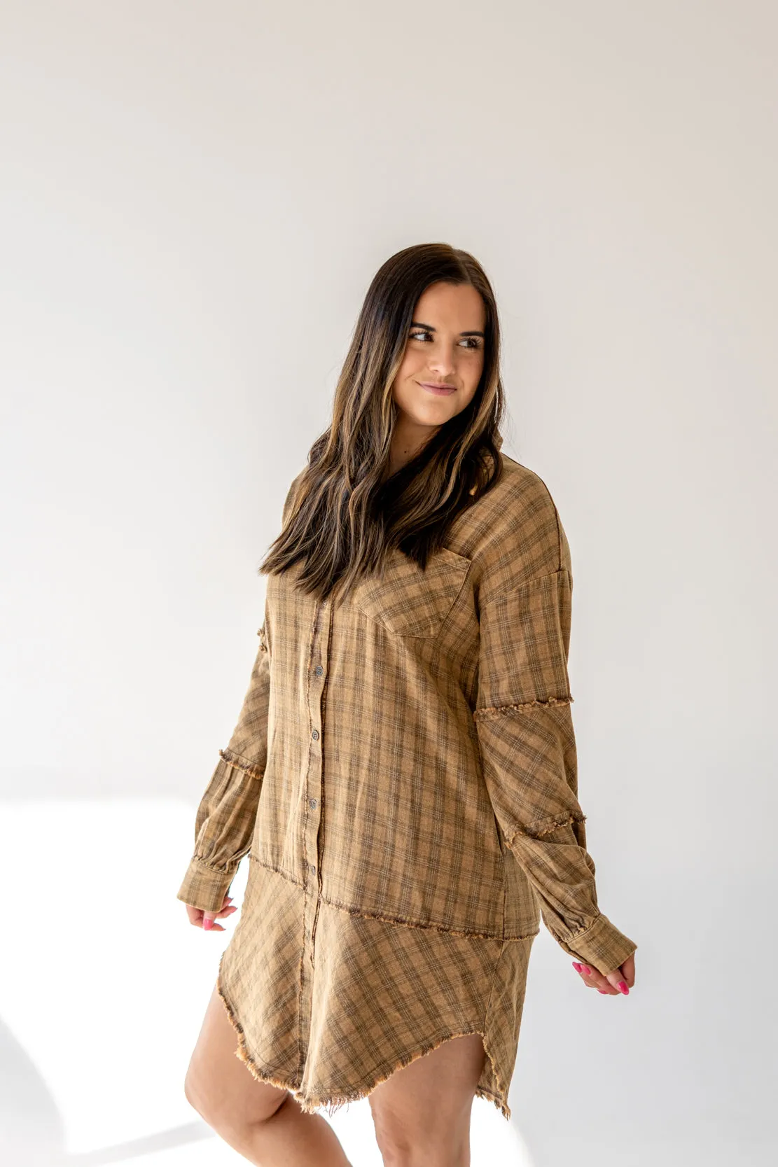 Gretchen Oversized Shirt Dress | Mocha