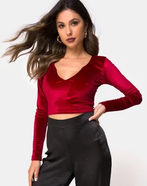 Guan Crop Top in Velvet Burgundy