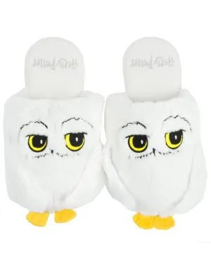 Harry Potter Hedwig Women's 3D Plush Slippers - White