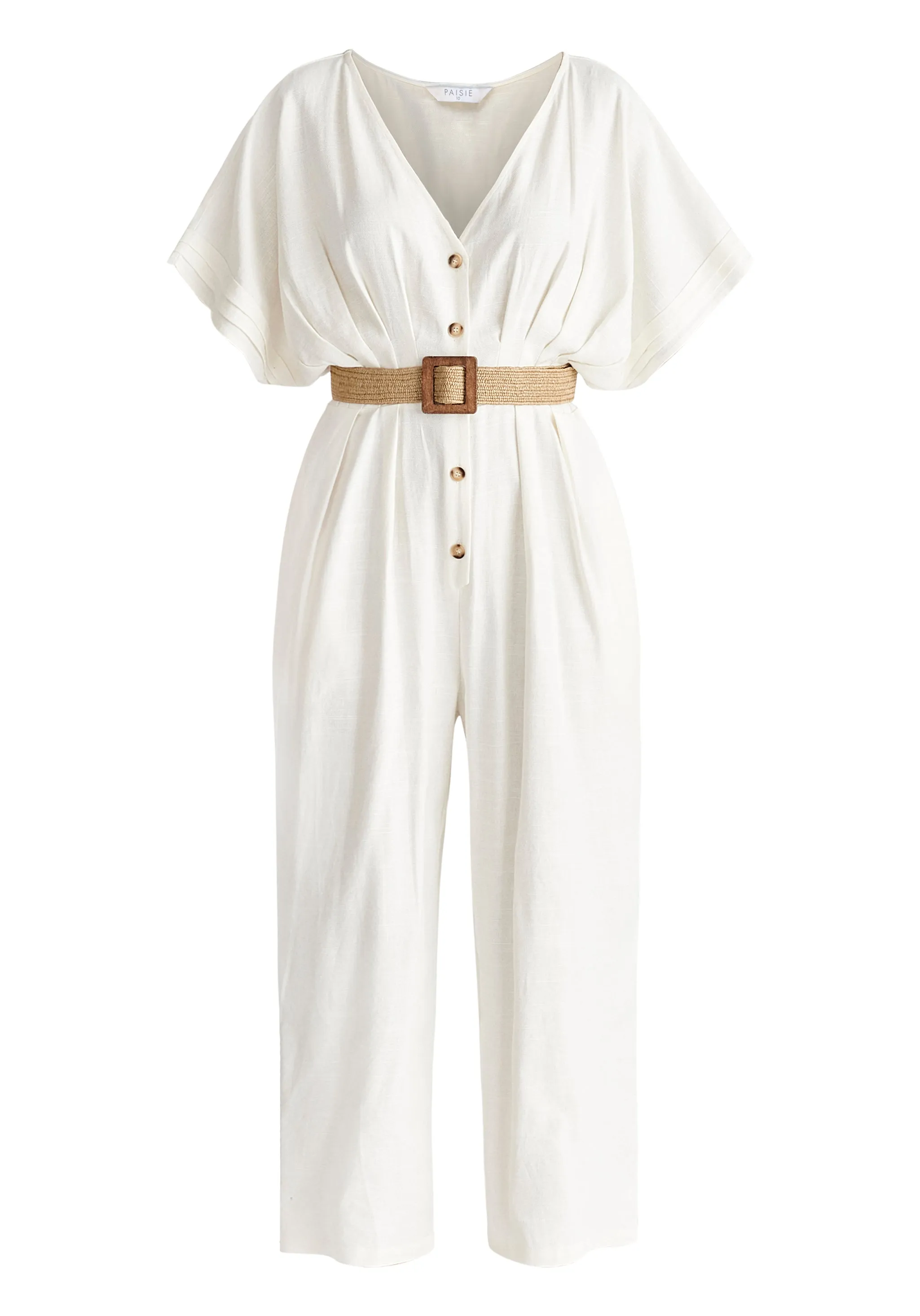 Linen Blend Button Jumpsuit