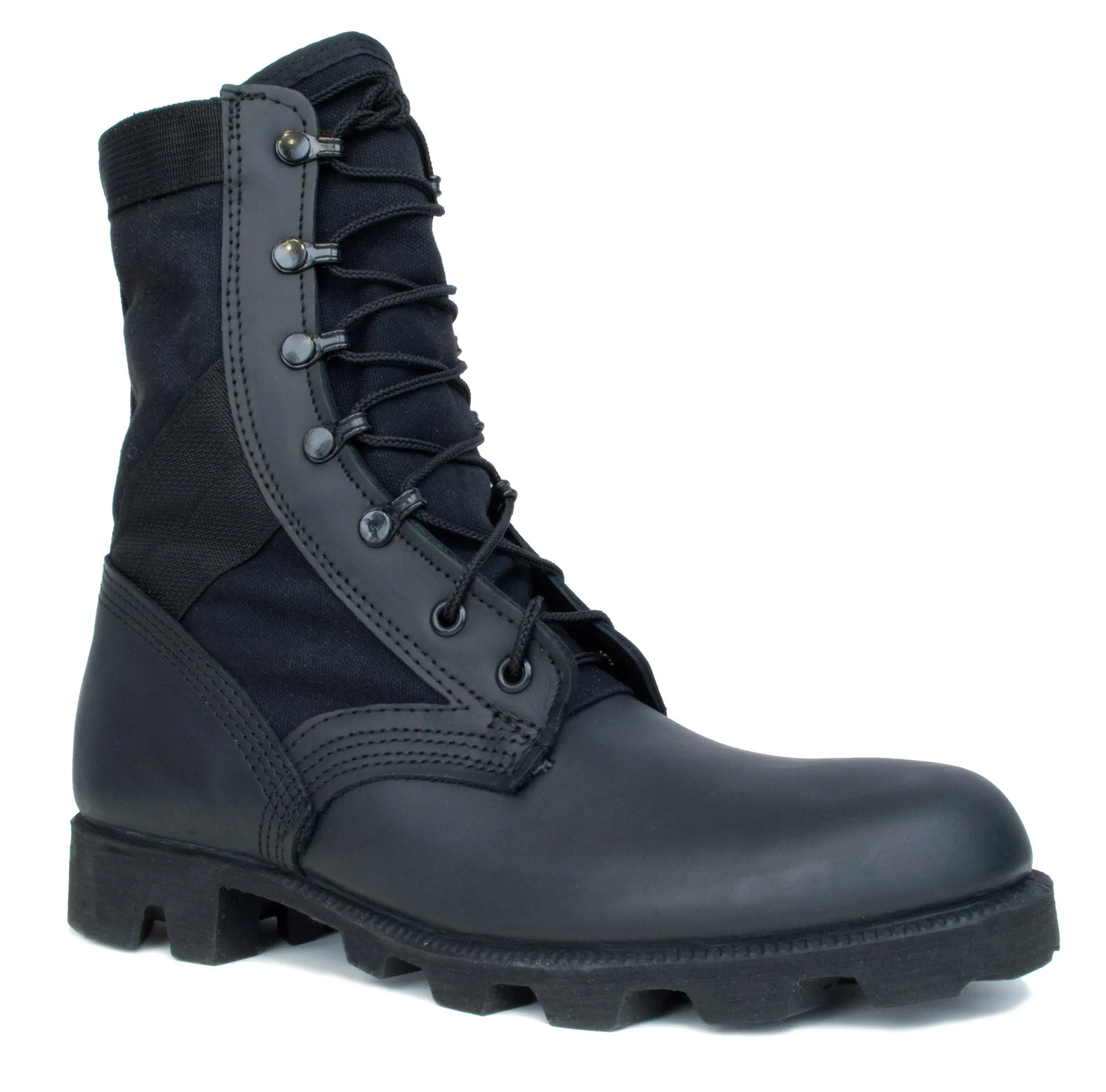 McRae Mens Black Leather/Nylon Panama Military Jungle Boots 11W