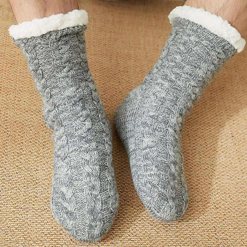 Men Indoor Warm Plush Non-slip Slippers