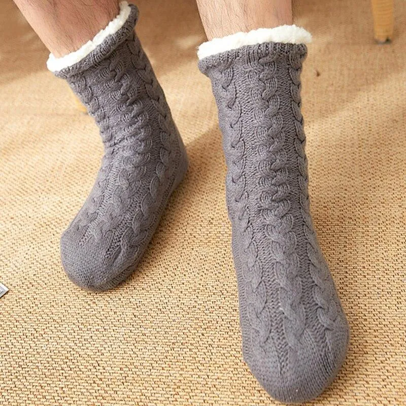 Men Indoor Warm Plush Non-slip Slippers