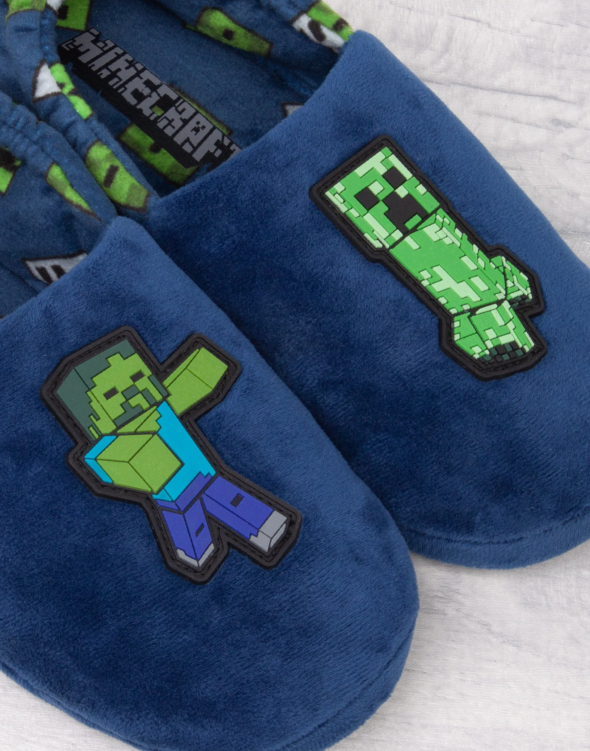 Minecraft Slippers For Boys Zombie vs  Creeper - Blue