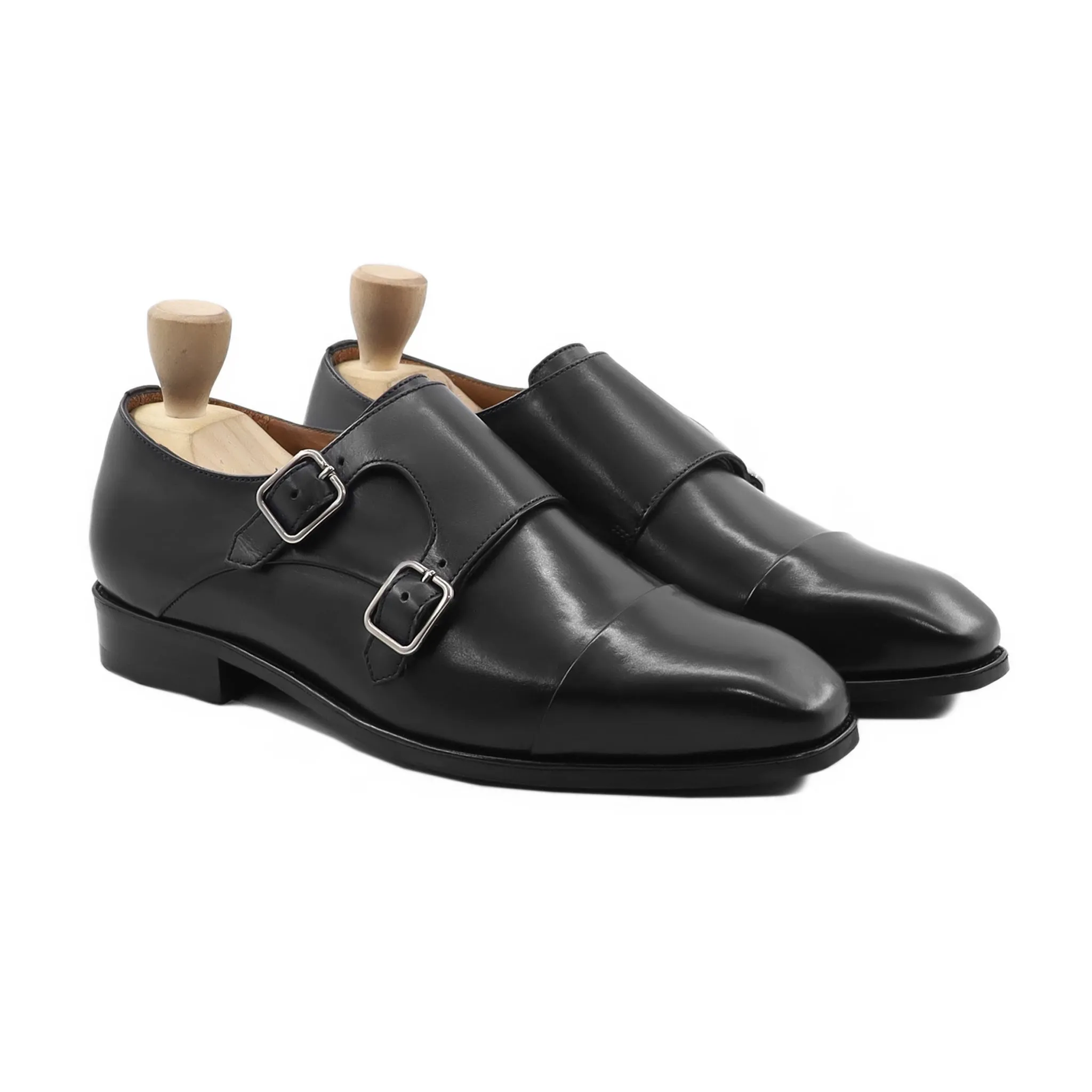 Namur - Men's Black Calf Leather Double Monktrap