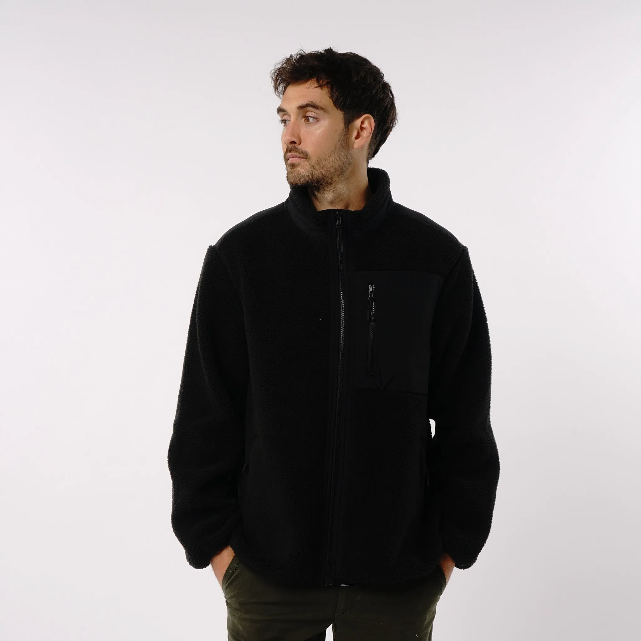 Omnitau Men's Burford Oversized Full Zip Fleece - Black