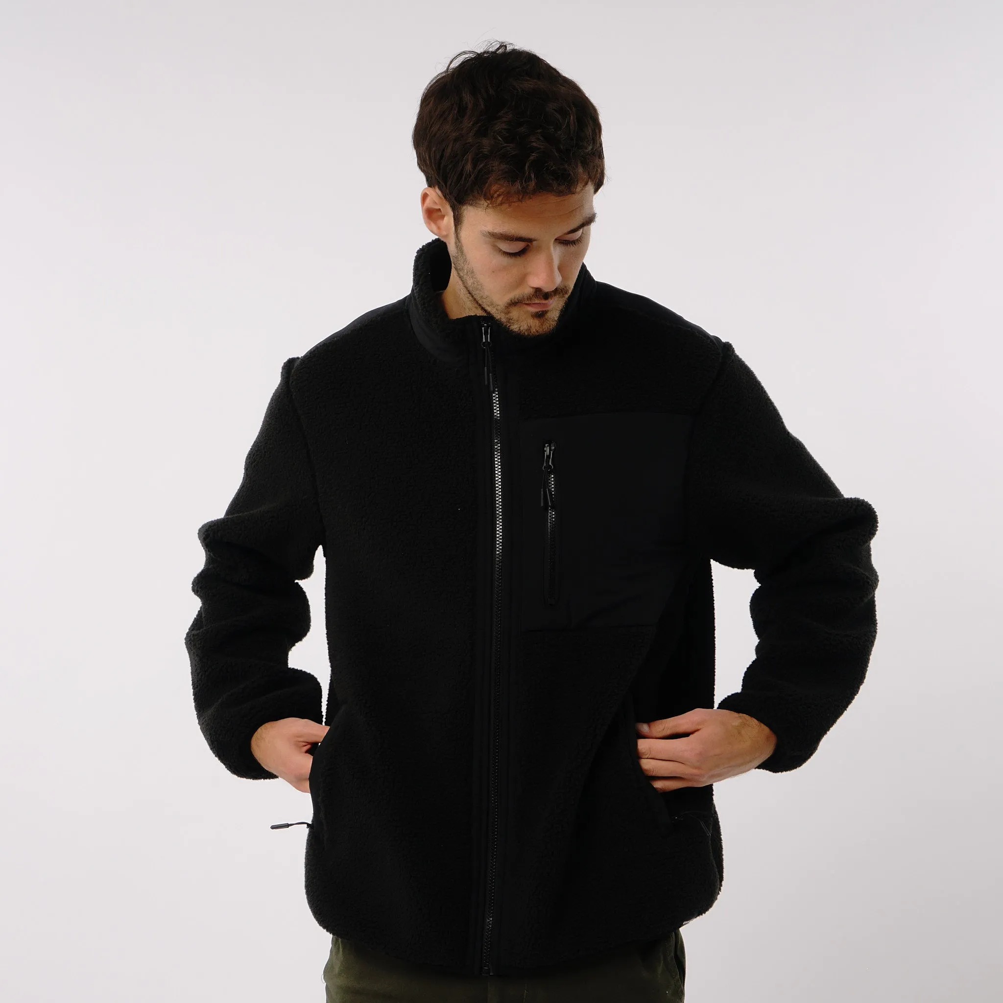 Omnitau Men's Burford Oversized Full Zip Fleece - Black