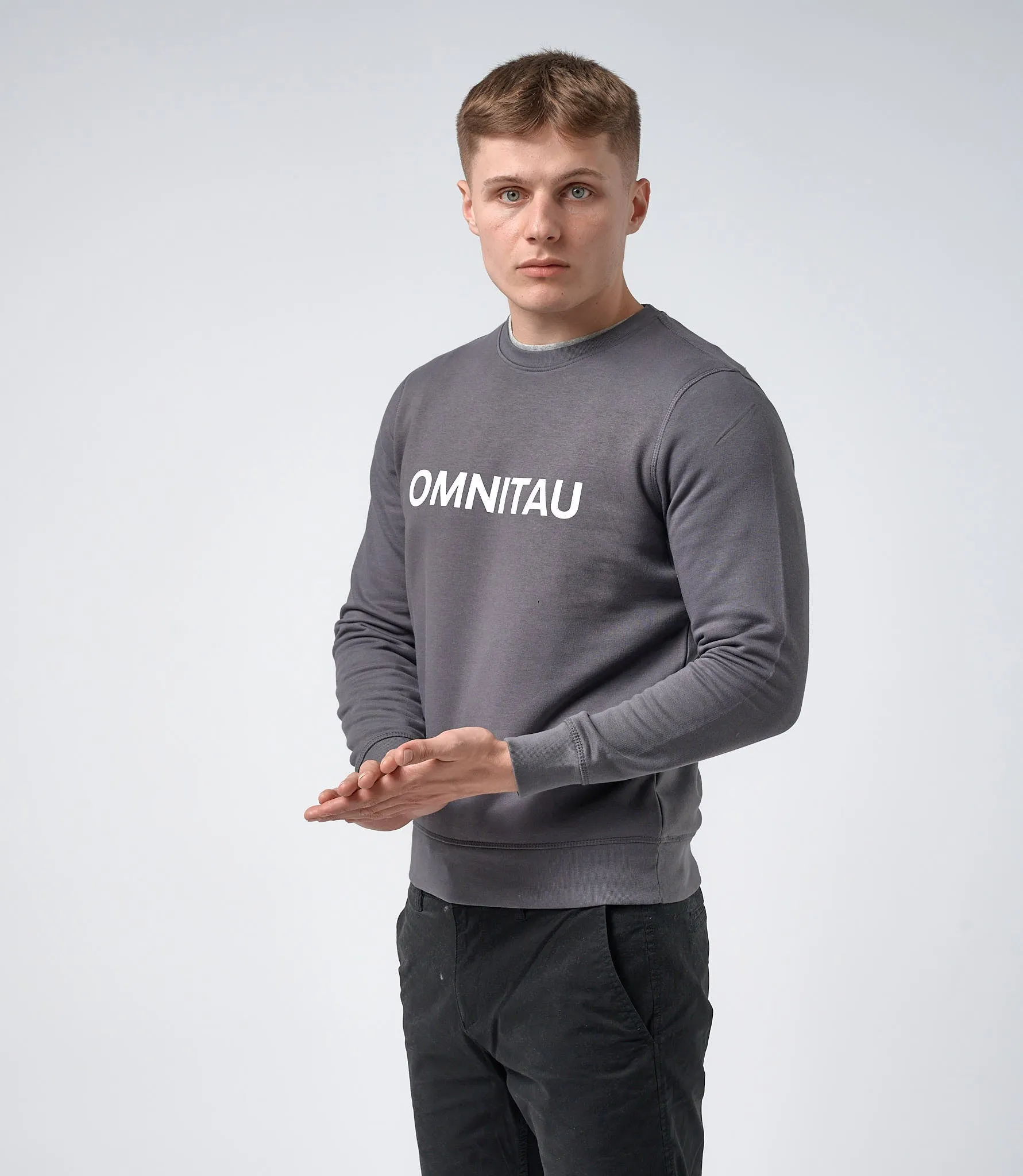 Omnitau Men's OmniX Organic Cotton Crew Neck Omni Sweatshirt - Anthracite Grey