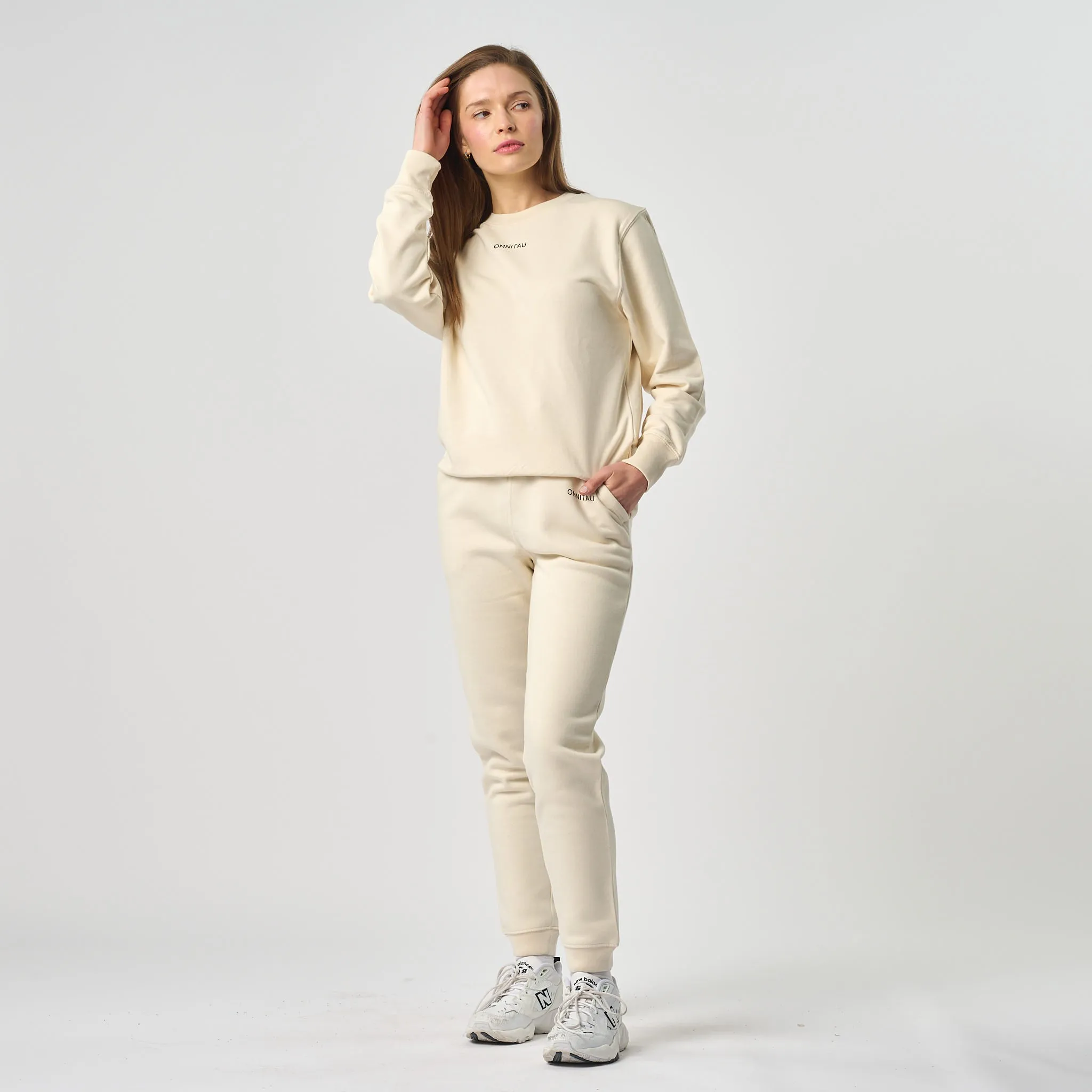 Omnitau Women's Tulsa Organic Cotton Casual Fit Jogger Sweat Pants - Cream