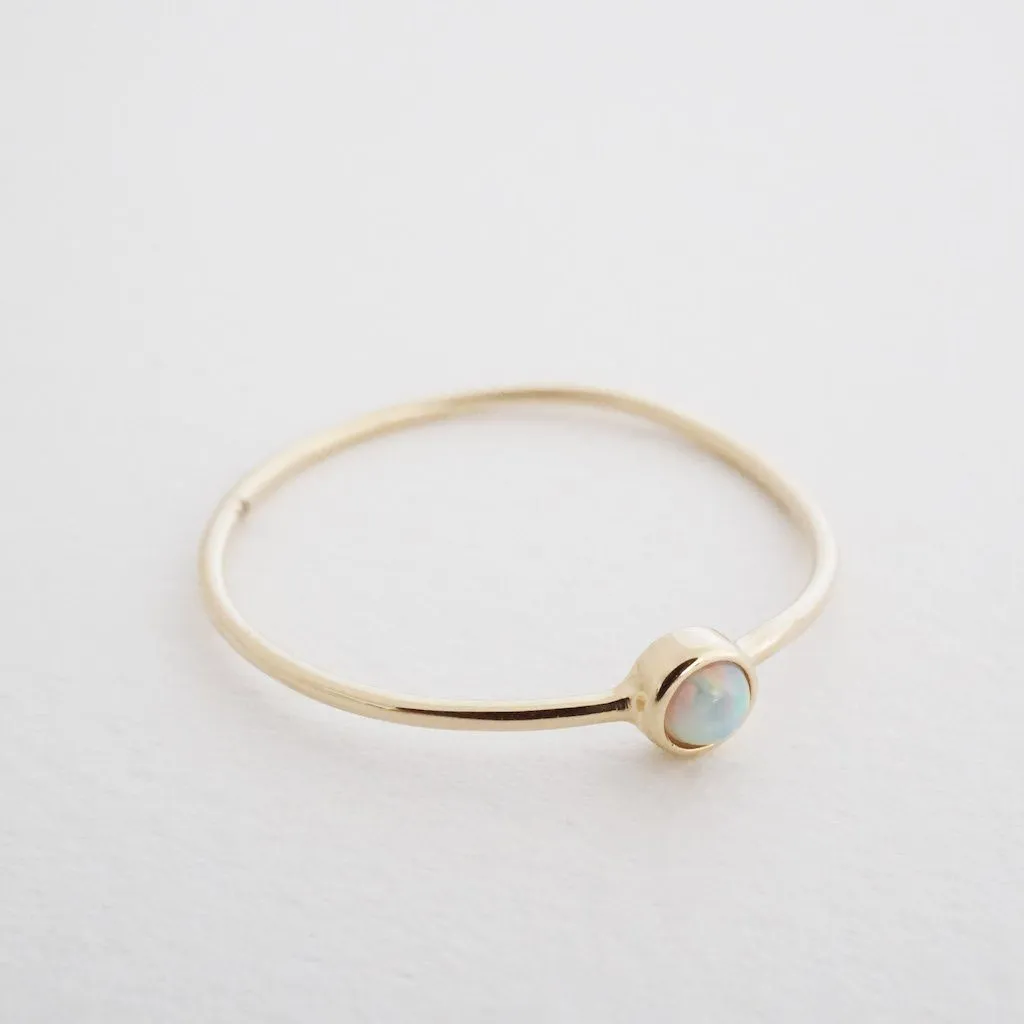 Opal Solitaire Ring, 14k Gold