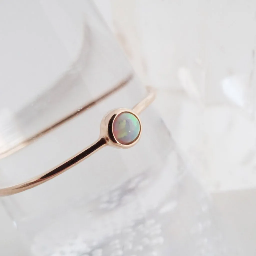 Opal Solitaire Ring, 14k Gold