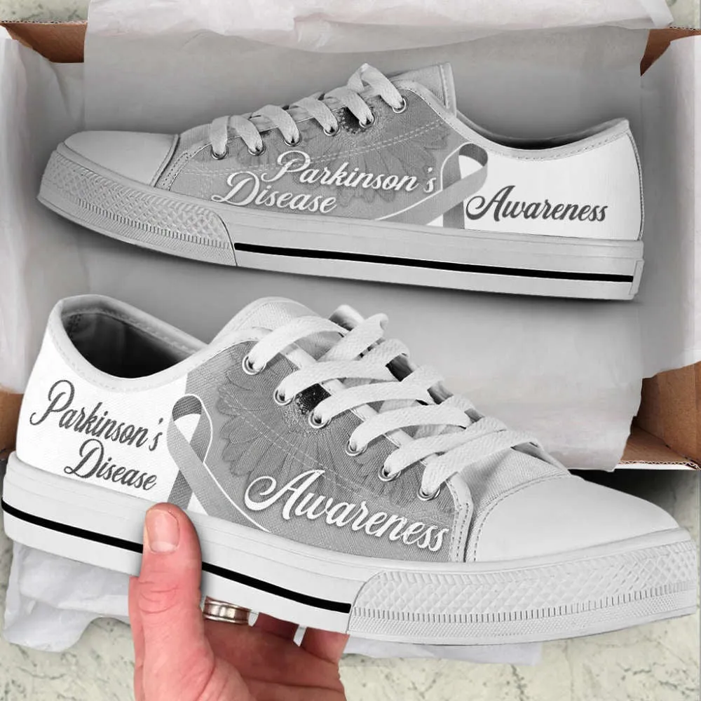 Parkinson's Shoes Disease Awareness Ribbon Low Top Shoes Canvas Shoes, Low Top Sneaker, Low Top Canvas Shoes