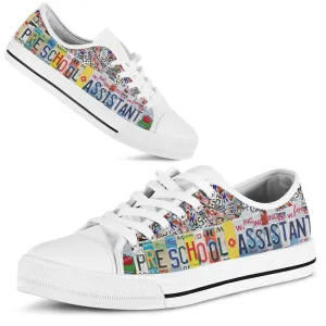 Preschool Assistant License Plates Low Top Shoes, Teacher Shoes, Low Top Sneakers