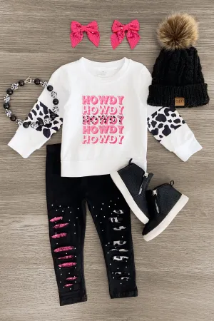 "Howdy" Distressed Legging Set