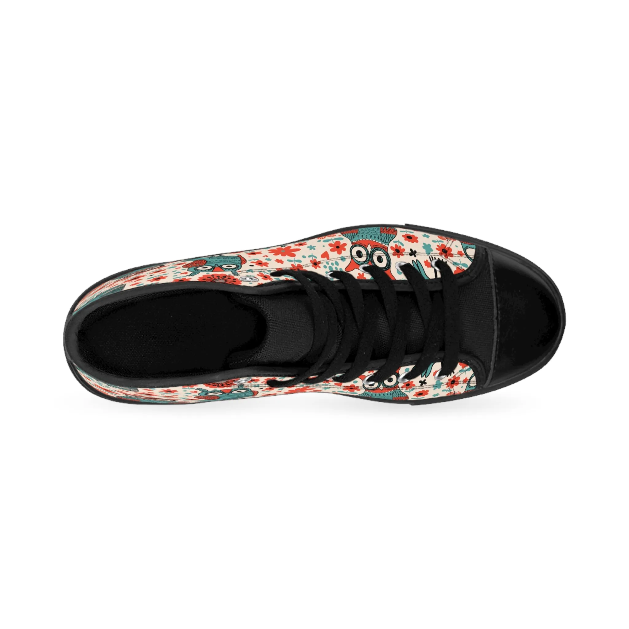 Red Owl and Flowers Men's Classic Sneakers