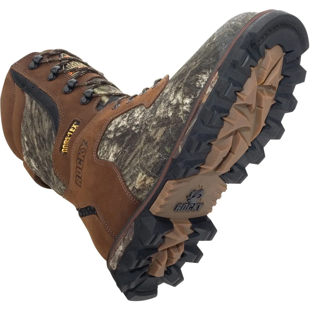 Rocky Mens MOBU Camo Leather Bearclaw 3D Insulated Goretex Hunting Boots