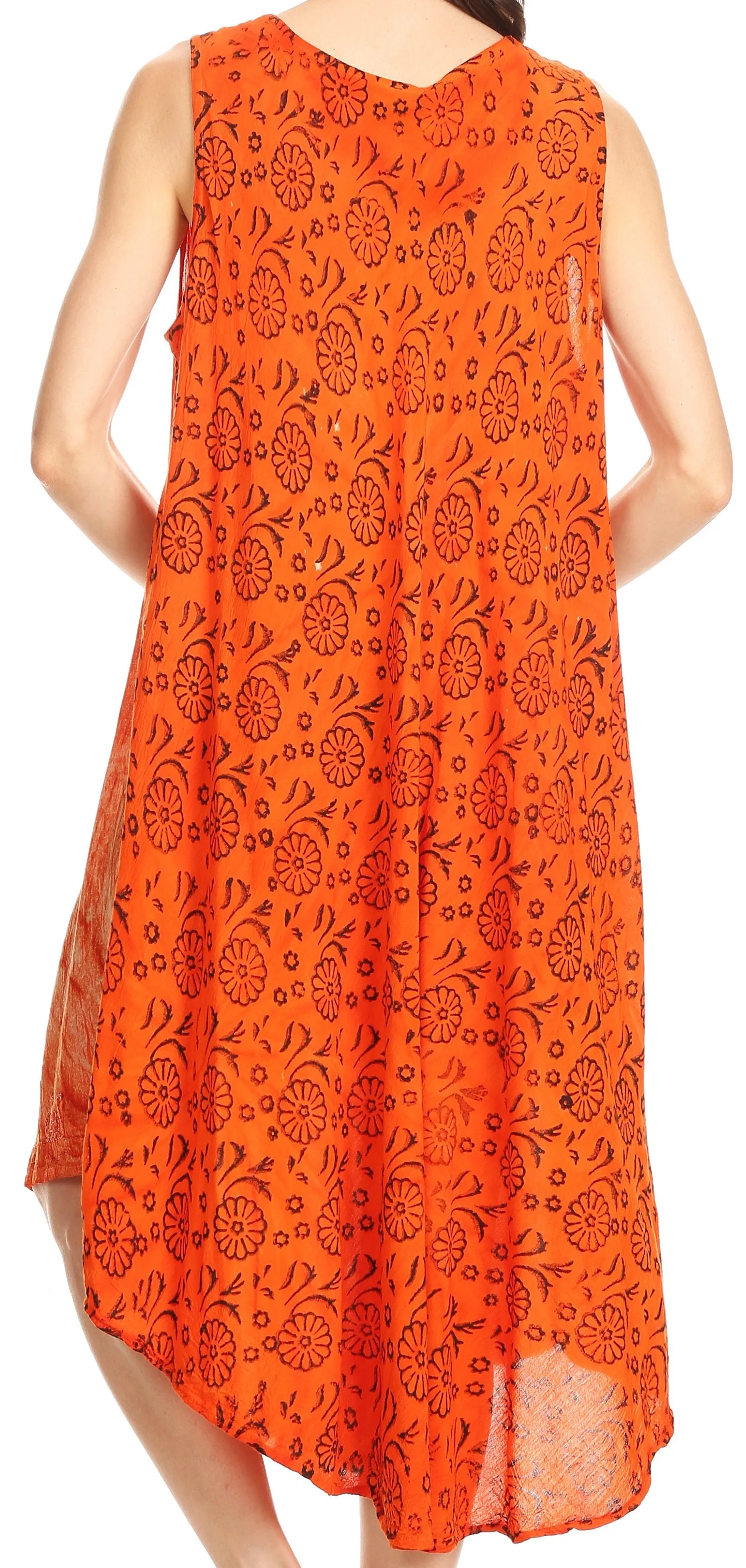 Sakkas Mariana Tie Dye Vine Print Dress / Cover Up with Sequins and Embroidery