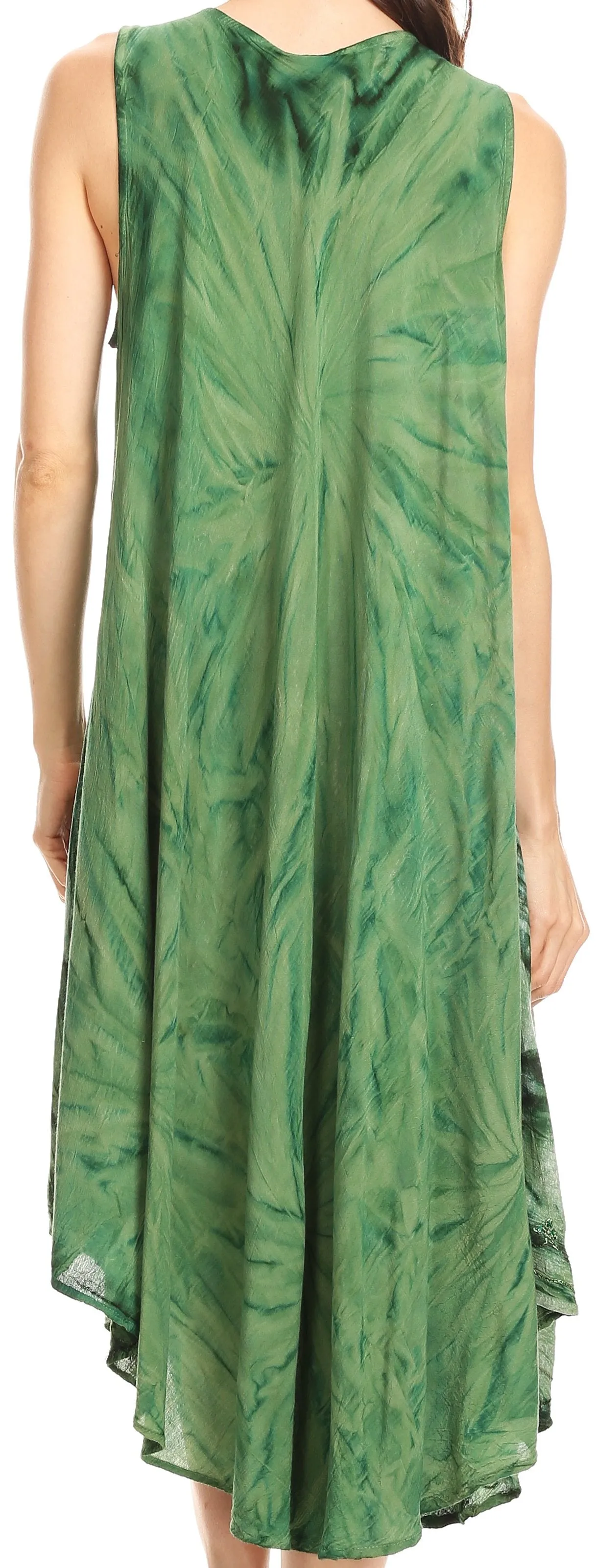 Sakkas Mariana Tie Dye Vine Print Dress / Cover Up with Sequins and Embroidery