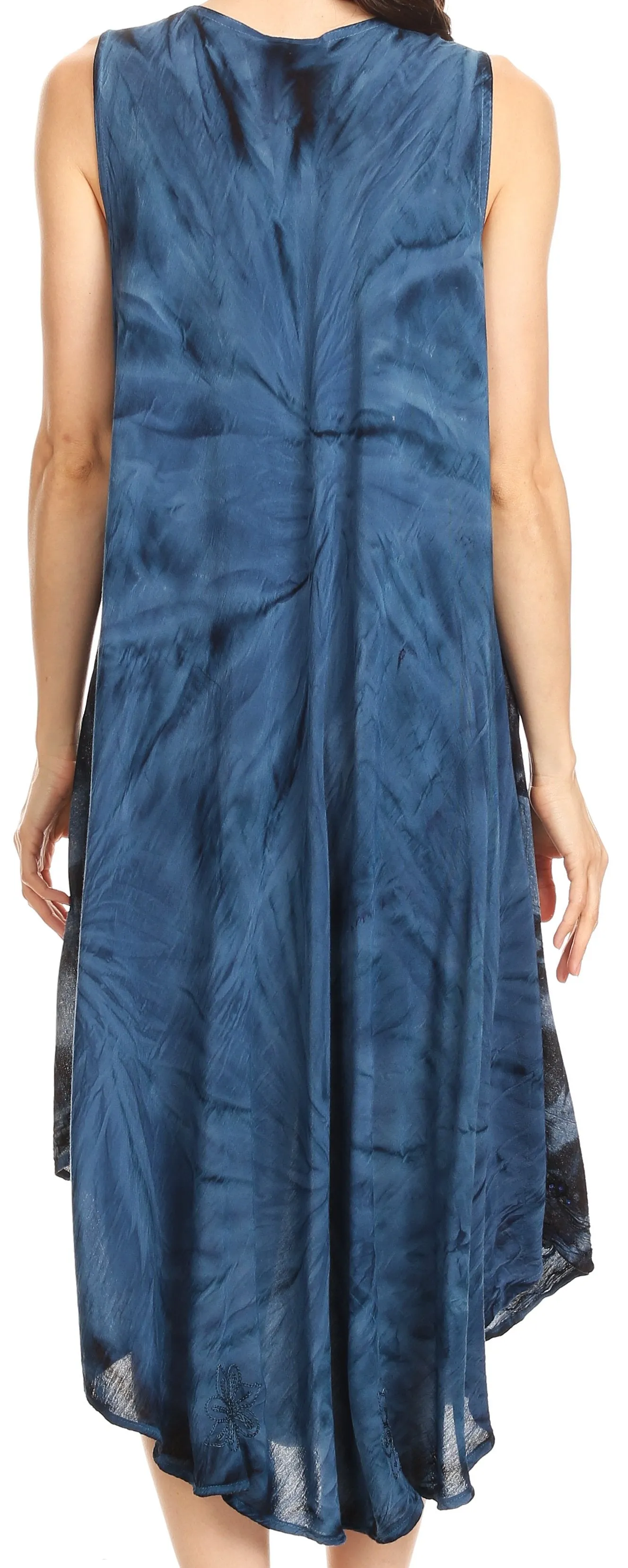 Sakkas Mariana Tie Dye Vine Print Dress / Cover Up with Sequins and Embroidery