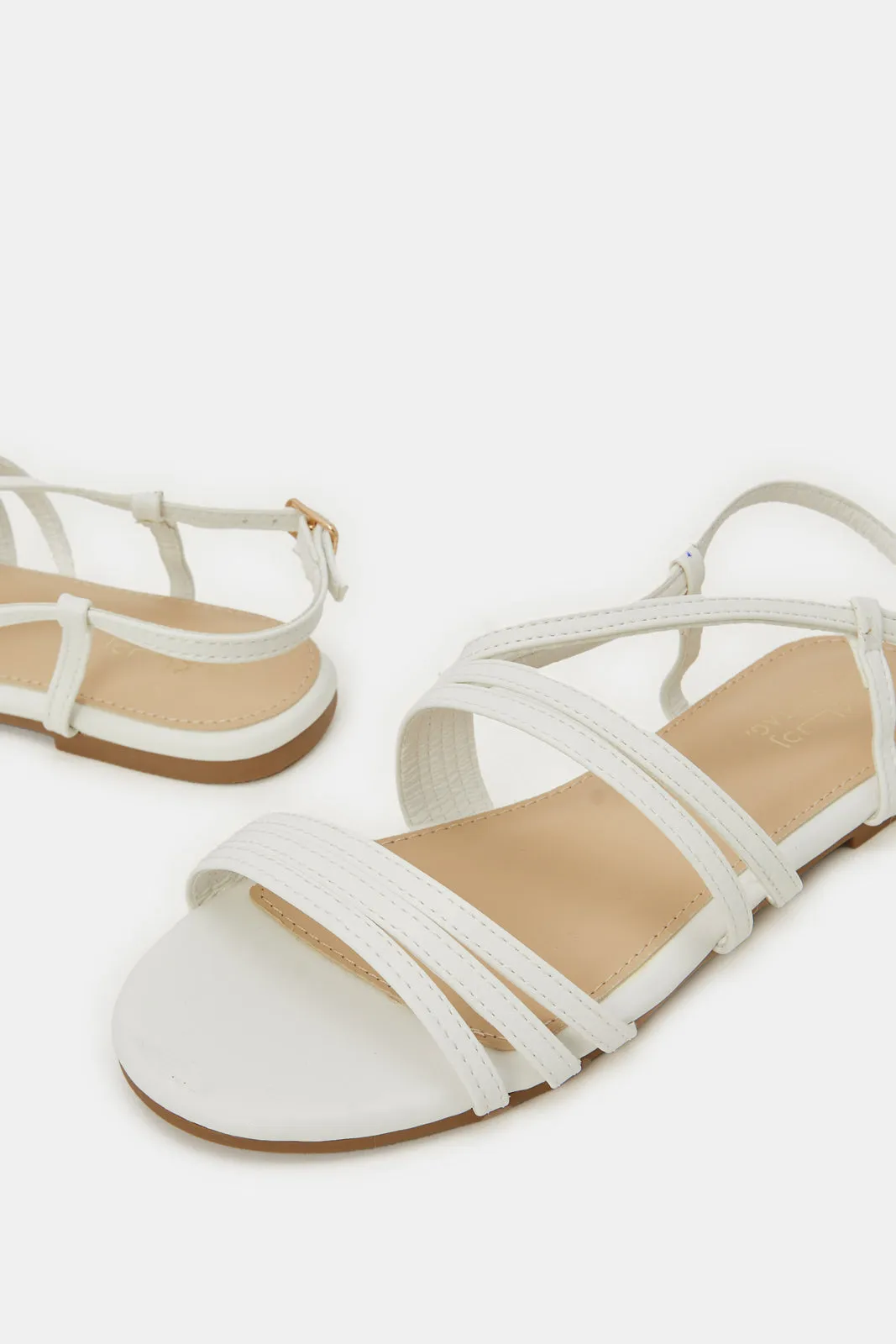 Senior Girls White Strap Sandal