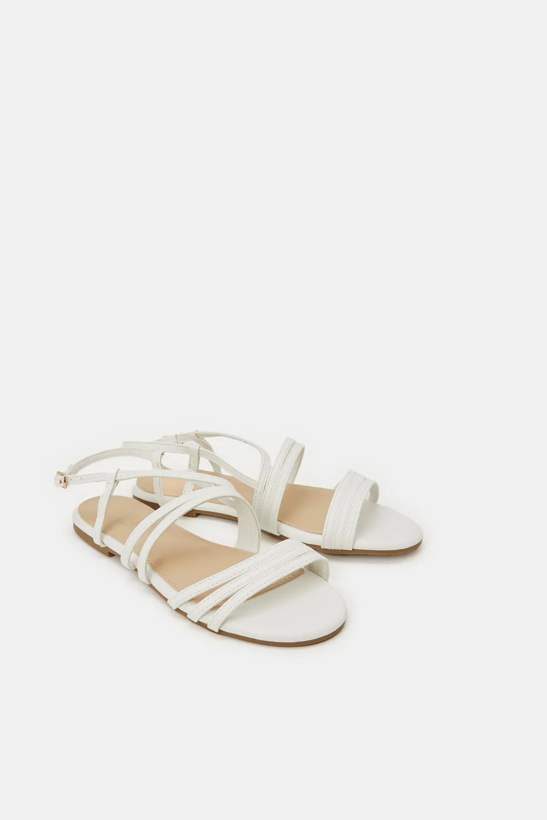 Senior Girls White Strap Sandal