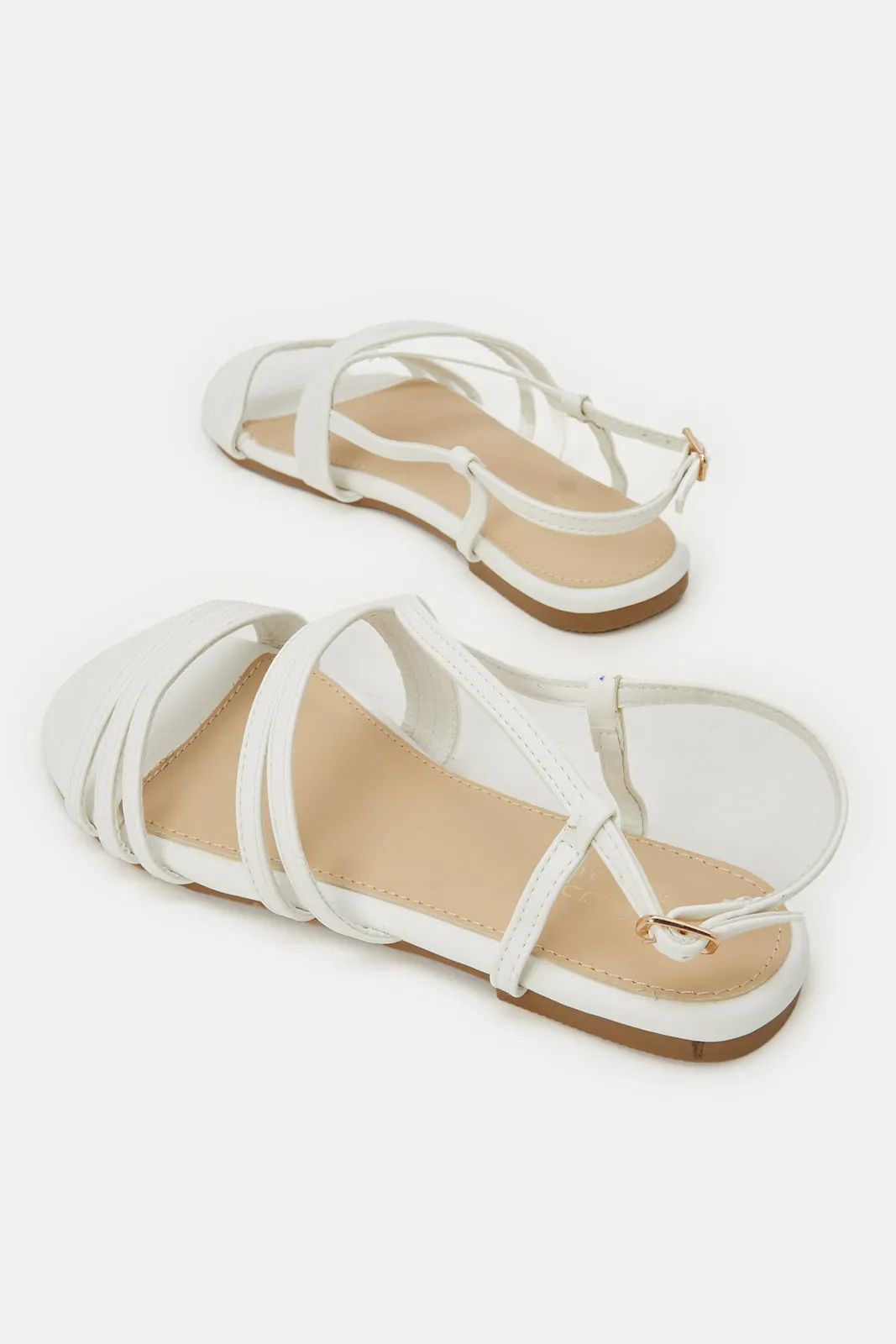 Senior Girls White Strap Sandal