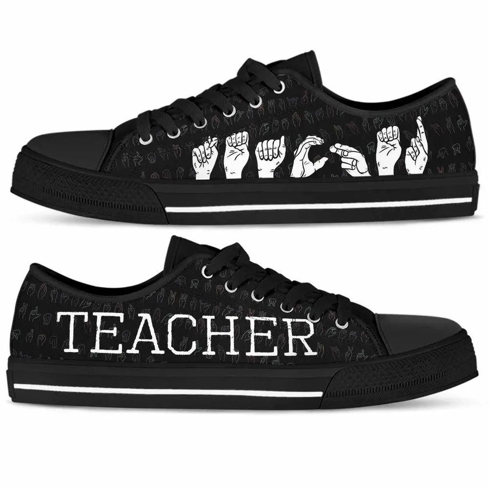 Sign Language Hands Teacher Low Top Shoes, Teacher Shoes, Low Top Sneakers